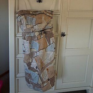 J. Crew Strapless Pencil Dress Postcard Print Size 6